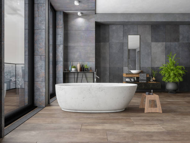 Bathroom dark flooring | Webb Carpet Company